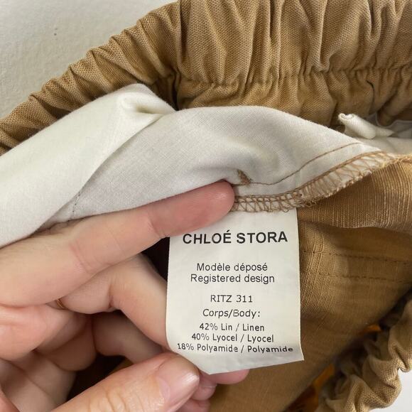 Chloe Stora Trousers Straight Leg With Pockets Color Tan Size 36 OR SMALL - Picture 9 of 9